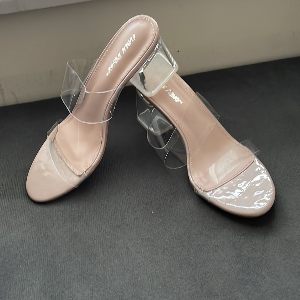 NWOT Womens Two-Piece Clear Vinyl Dress Sandals - Picture 2 of 6
